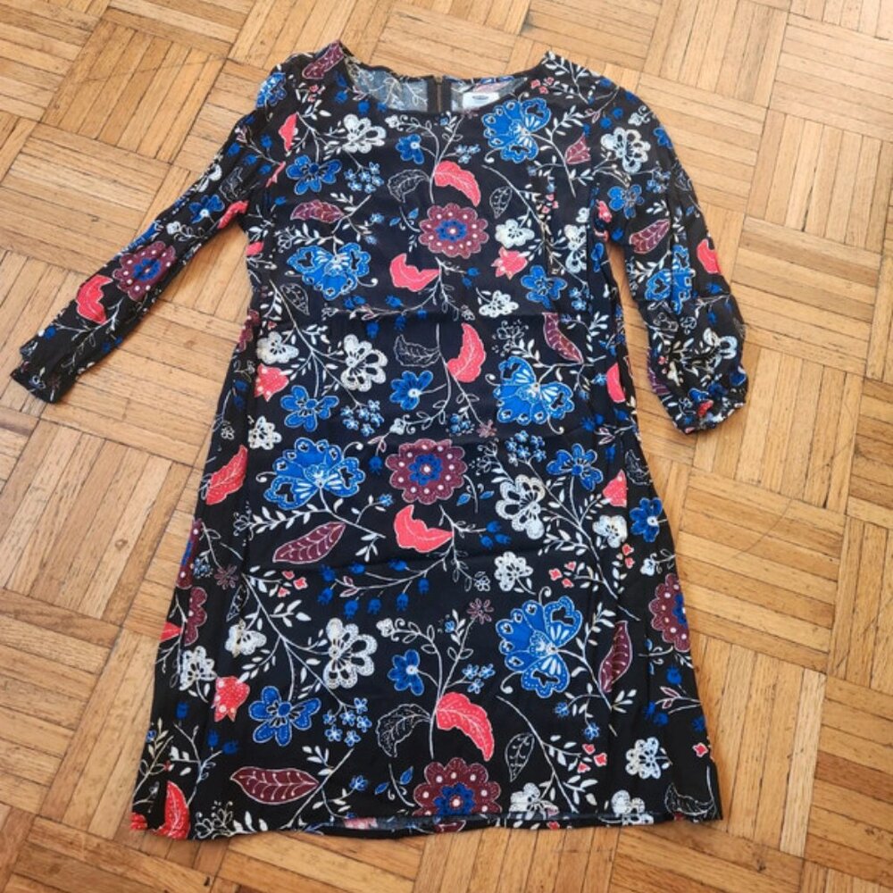 Black Dress with Multi-Color Flowers